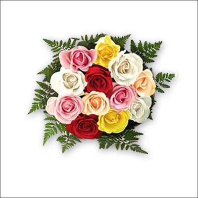 "12 Mixed Roses Flower Bunch - Click here to View more details about this Product